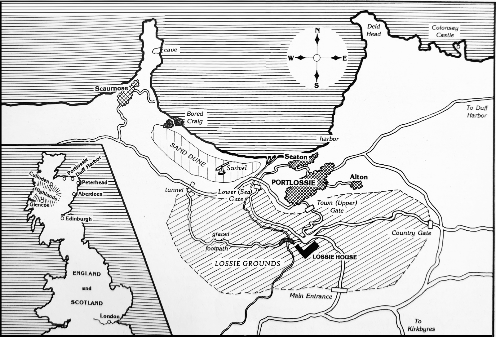 Map of area surrounding Portlossie